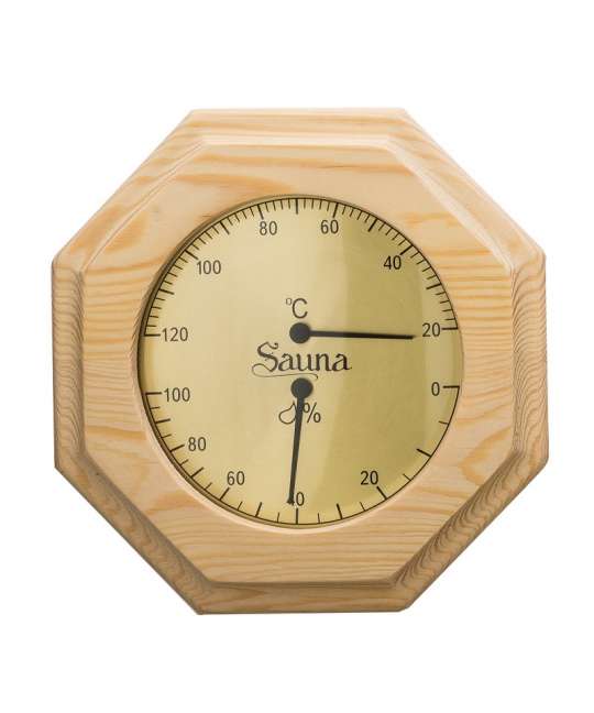 Wooden combined thermo and hygrometer